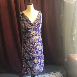 Lauren by Ralph Lauren blue paisley ruched dress